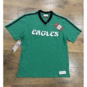 NWT Philadelphia Eagles Mitchell & Ness Stitched Jersey Tee Kelly Green Large
